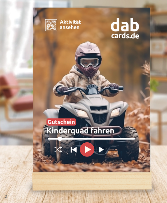 Kinderquad fahren: Edler Gutschein aus Plexiglas